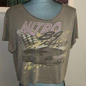 gray cropped graphic top features a "NITRO 89" print Size Medium Altered State